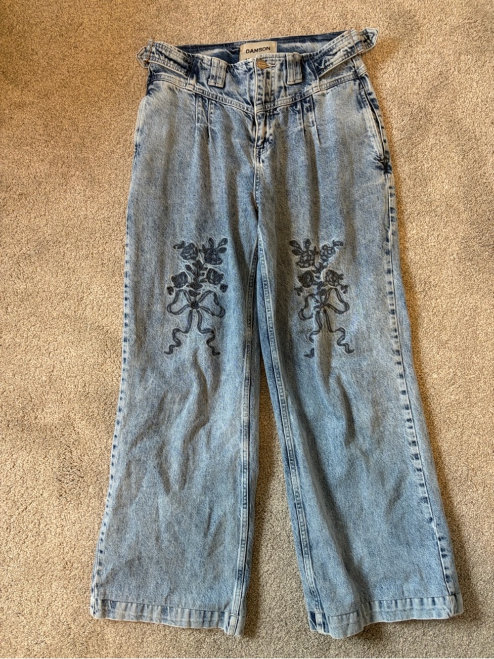 NWT Damson Madder Babysitter Embroidered Bow Jeans Size UK 10 US 6 - Picture 3 of 5